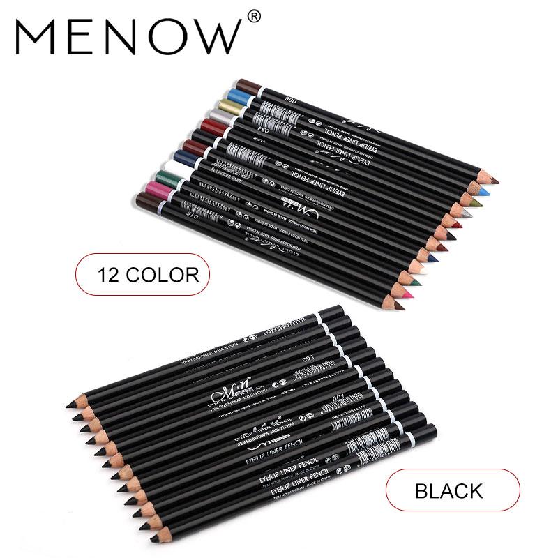 MENOW (12 Colors or 12 Black) 3n1 EYE PENCIL - 1)Eyeliner Pencil, 2)Eyebrow Pencil, and 3)Lip Liner - Yo'rTotal Beauty
