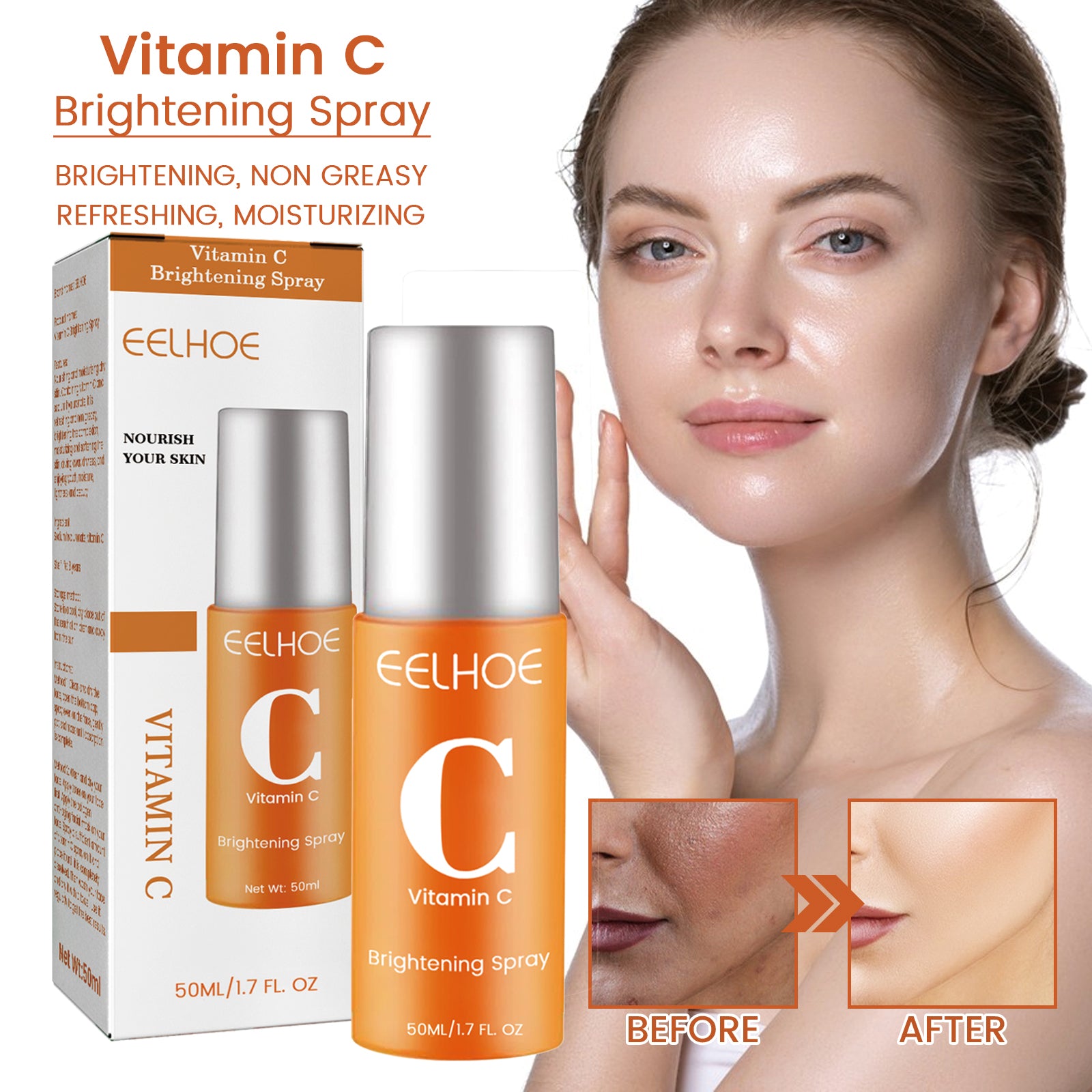 Vitamin C Moisturizing Spray Hydrates And Moisturizes Skin, Lightening Acne Spots And Whitening Spray - Yo'rTotal Beauty