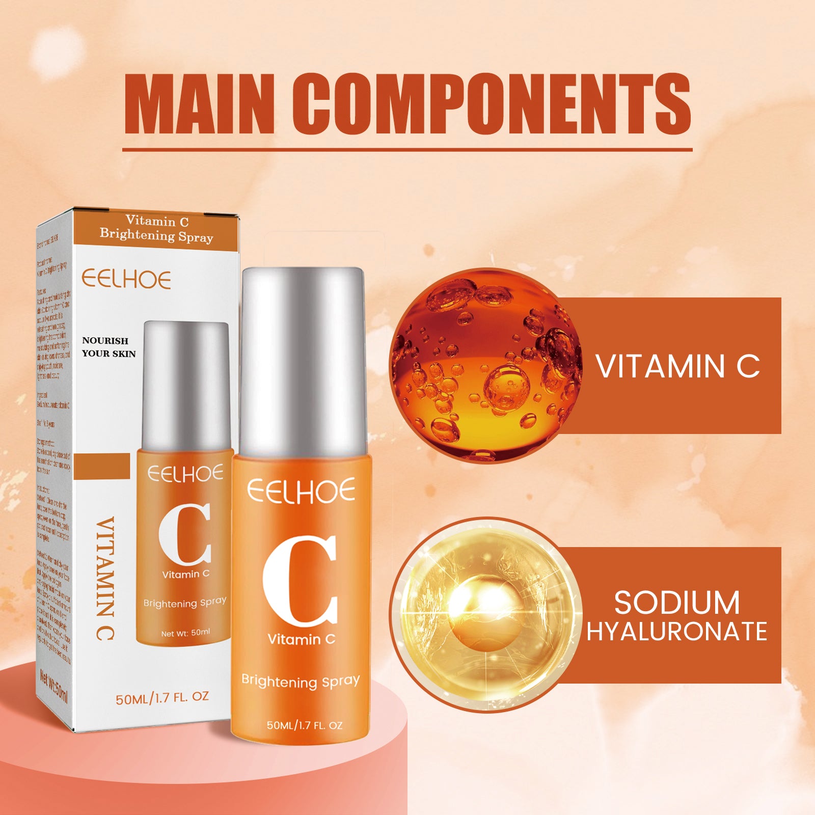 Vitamin C Moisturizing Spray Hydrates And Moisturizes Skin, Lightening Acne Spots And Whitening Spray - Yo'rTotal Beauty