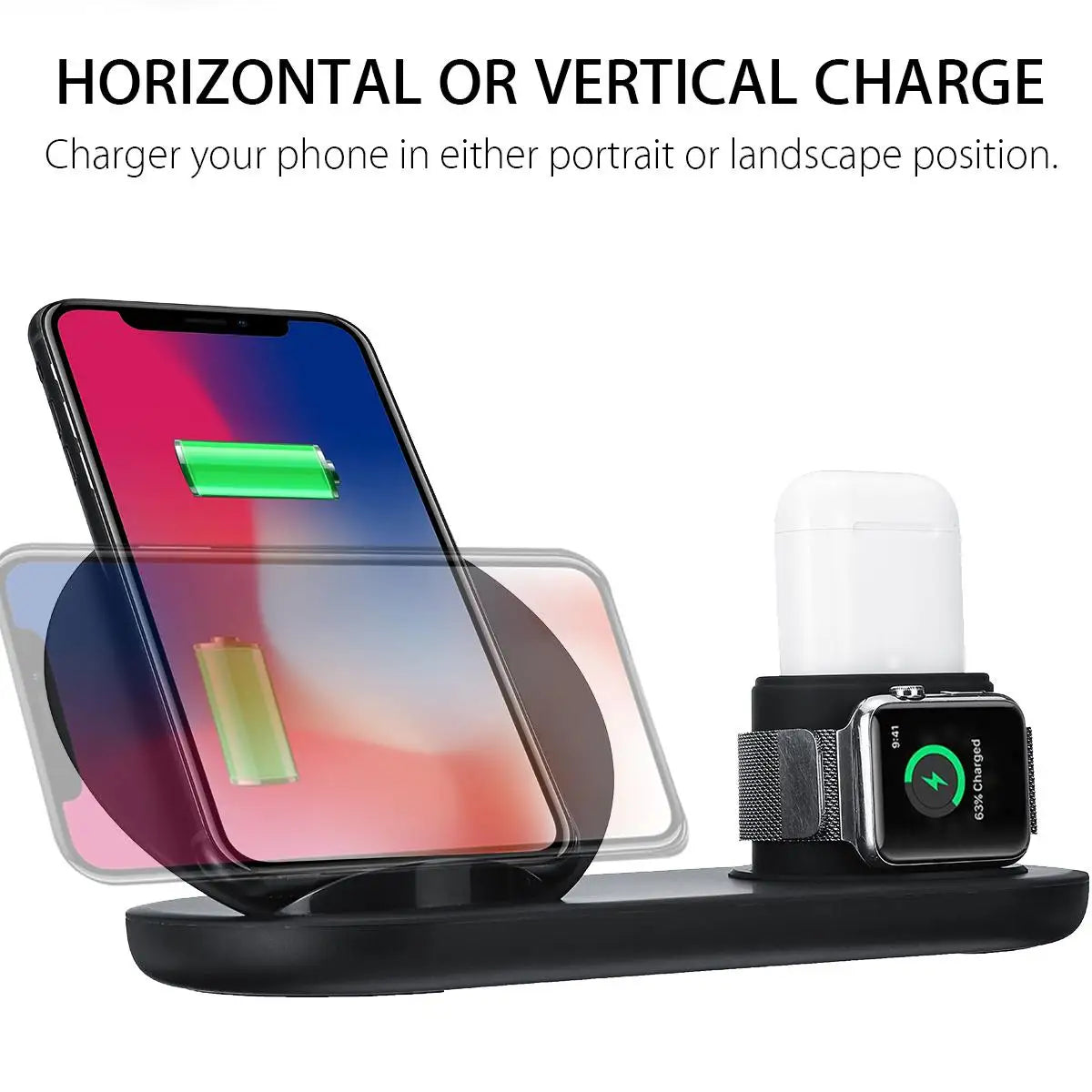 3 in1 10W Qi Wireless Charger Dock Station Fast Charging for Apple Watch 1 2 3 4 For iPhone XR XS Max For Samsung S9 For AirPods - Yo'rTotal Beauty