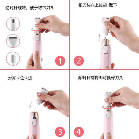 5 in 1 Electric Lady Shaver - Eyebrow Trimmer, Armpit Hair, Leg Hair Scraper - Hair Remover - Yo'rTotal Beauty