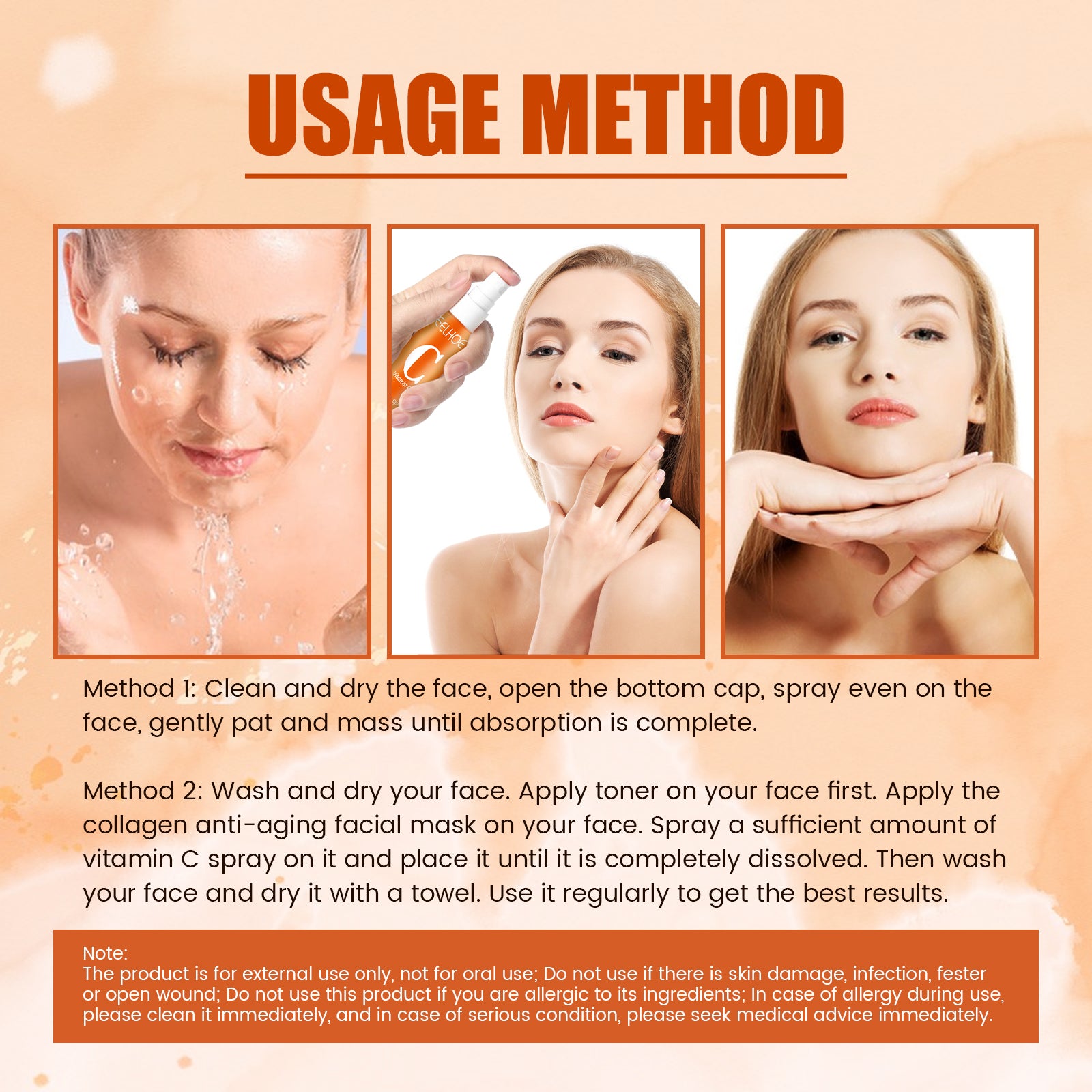 Vitamin C Moisturizing Spray Hydrates And Moisturizes Skin, Lightening Acne Spots And Whitening Spray - Yo'rTotal Beauty