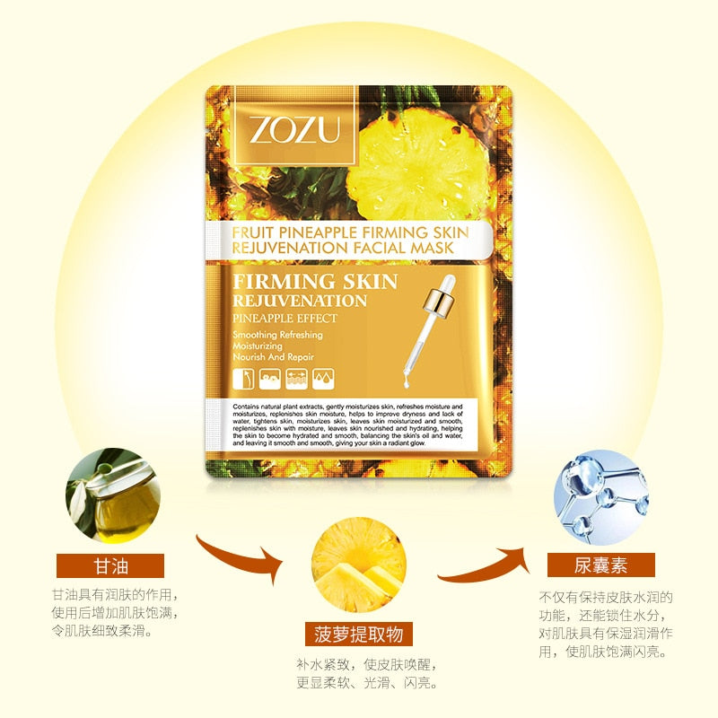 ZOZU Fruit Mask - Mangosteen Mango - Dragon Fruit - Pineapple - Sheet Mask, Skin - Anti-Aging - Oil-control - Yo'rTotal Beauty