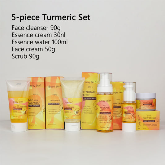 5pcs Natural Organic Vegan Facial Anti Acne Serum Skincare Cream Face Care Whitening Tumeric Skin Care Set - Yo'rTotal Beauty