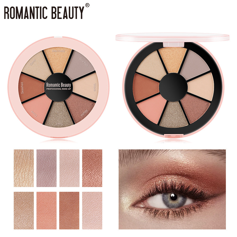 Romantic Beauty 8 Color ROUND PALETTE EYESHADOW - Pearlescent Matte Eyeshadow Palette - Yo'rTotal Beauty