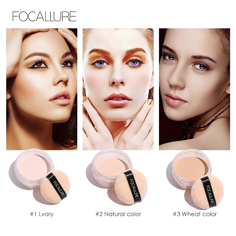 FOCALLURE New Brand Makeup Powder 3 Colors Loose Powder Face Makeup Waterproof Loose Powder Skin Finish Powder - Yo'rTotal Beauty