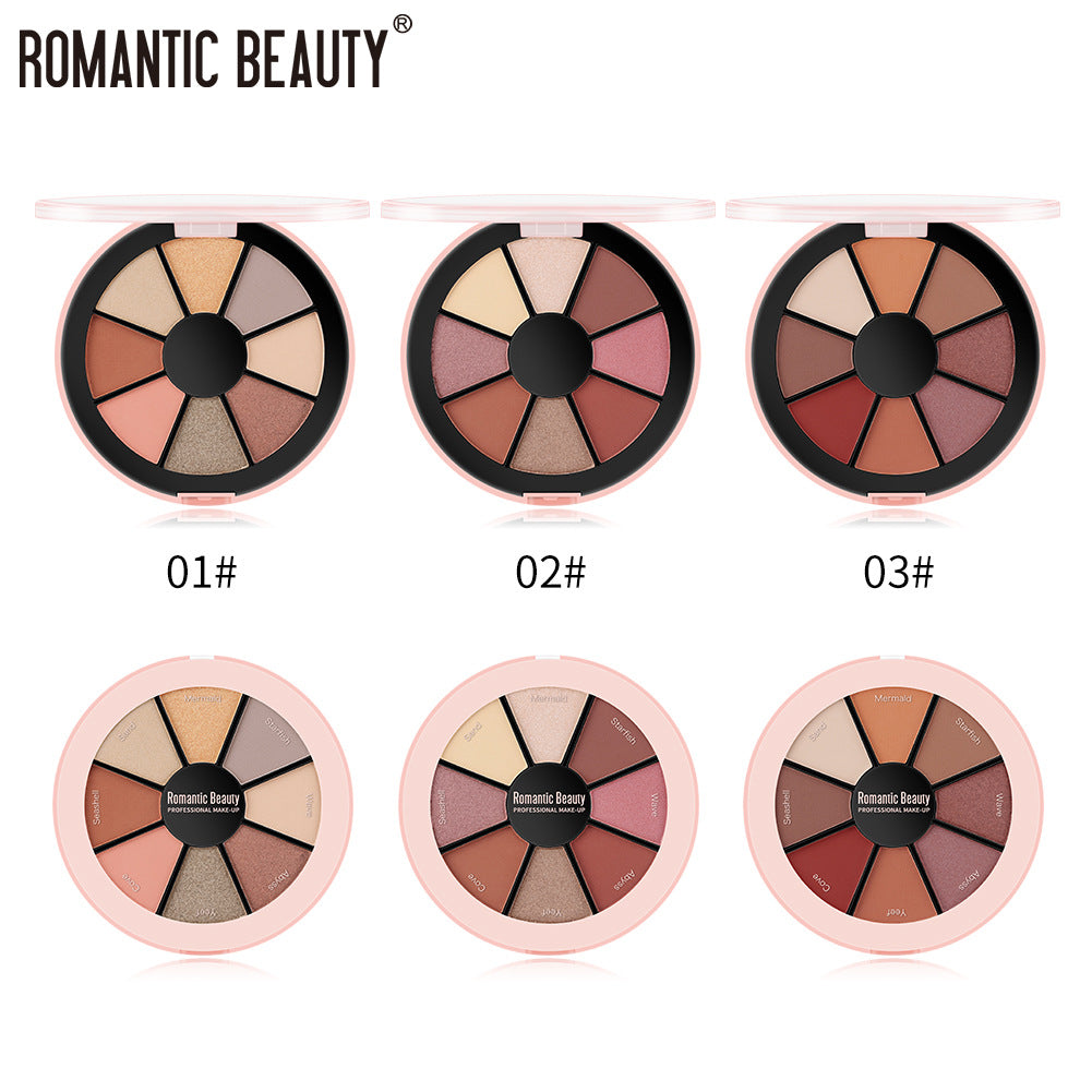 Romantic Beauty 8 Color ROUND PALETTE EYESHADOW - Pearlescent Matte Eyeshadow Palette - Yo'rTotal Beauty