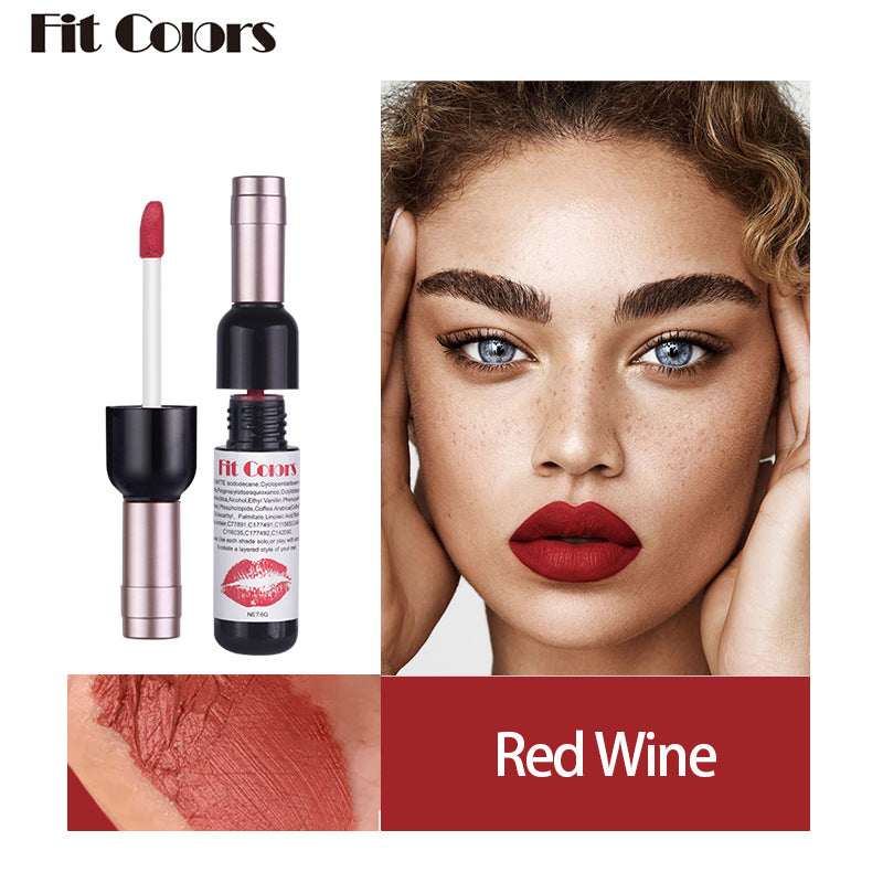 Fit - Lip Gloss, Liquid Lipstick (6 colors) - Colors Red Wine Bottle Non-Stick Cup Matte Lip Gloss, Matte Velvet Is Not Easy To Fade - Yo'rTotal Beauty