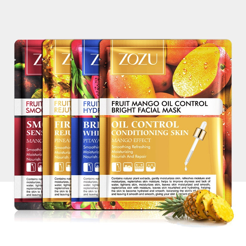ZOZU Fruit Mask - Mangosteen Mango - Dragon Fruit - Pineapple - Sheet Mask, Skin - Anti-Aging - Oil-control - Yo'rTotal Beauty, For your total beauty.