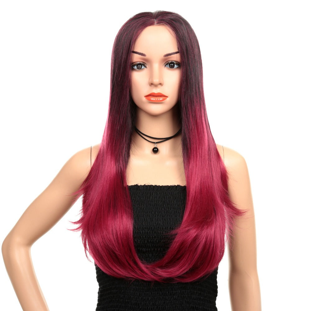 European and American Wigs with Long Curls and Synthetic Fiber Front Lace Wigs, Lace Front Wig, Mixed Color Headsets - Yo'rTotal Beauty