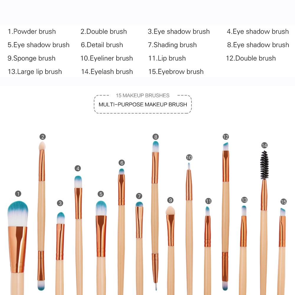 Makeup Brushes Set(15Pcs), Eye Shadow Foundation Powder Eyeliner Eyelash Lip Make Up Brush Cosmetic Beauty Tool - Yo'rTotal Beauty