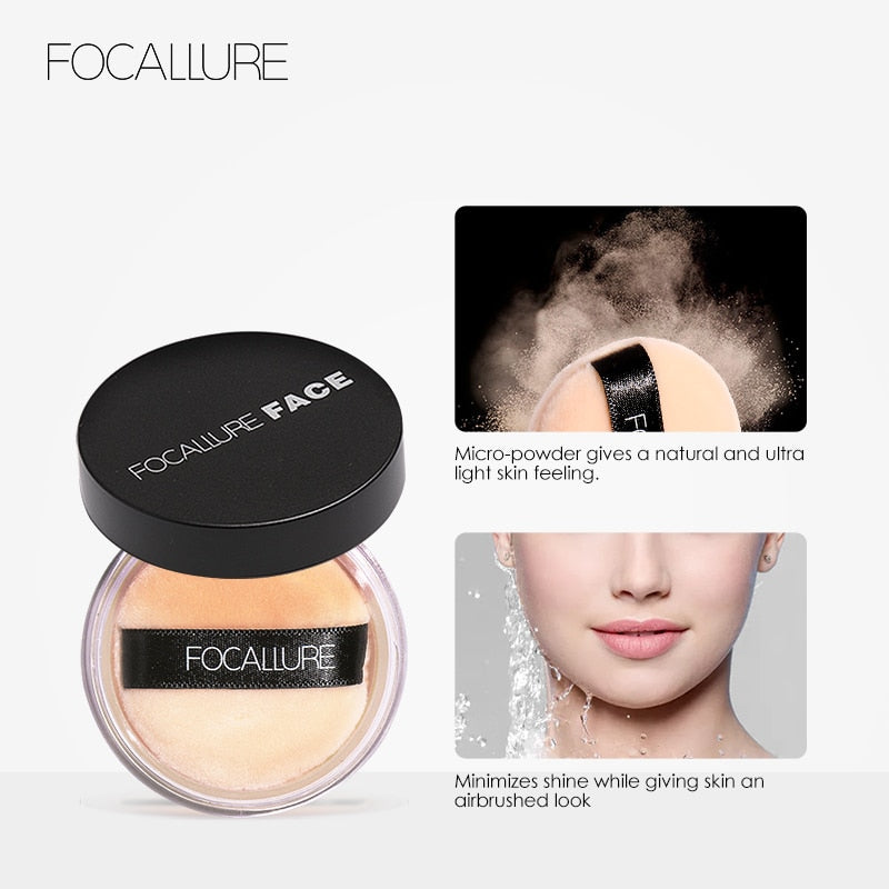 FOCALLURE New Brand Makeup Powder 3 Colors Loose Powder Face Makeup Waterproof Loose Powder Skin Finish Powder - Yo'rTotal Beauty