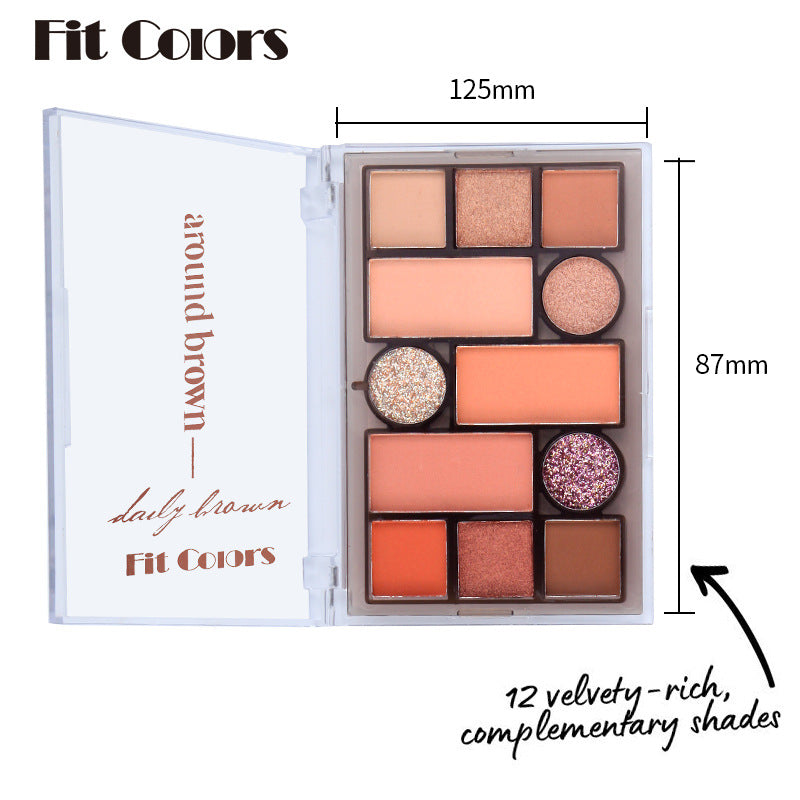 Eyebrow Powder Eye Shadow - Fit Colors 12-Color Face Comprehensive Makeup Powder Palette Matte Pearlescent Earth Color Blush - Yo'rTotal Beauty