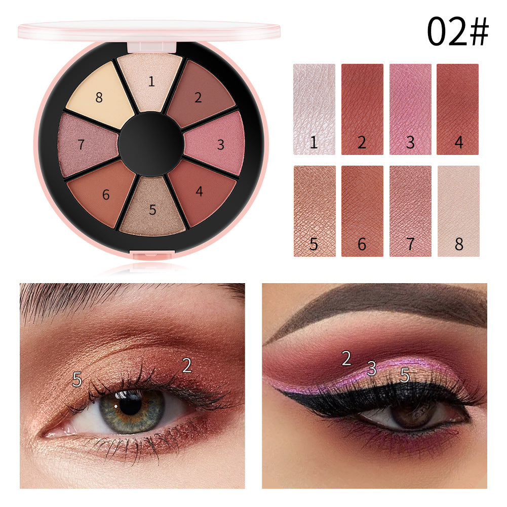 Romantic Beauty 8 Color ROUND PALETTE EYESHADOW - Pearlescent Matte Eyeshadow Palette - Yo'rTotal Beauty
