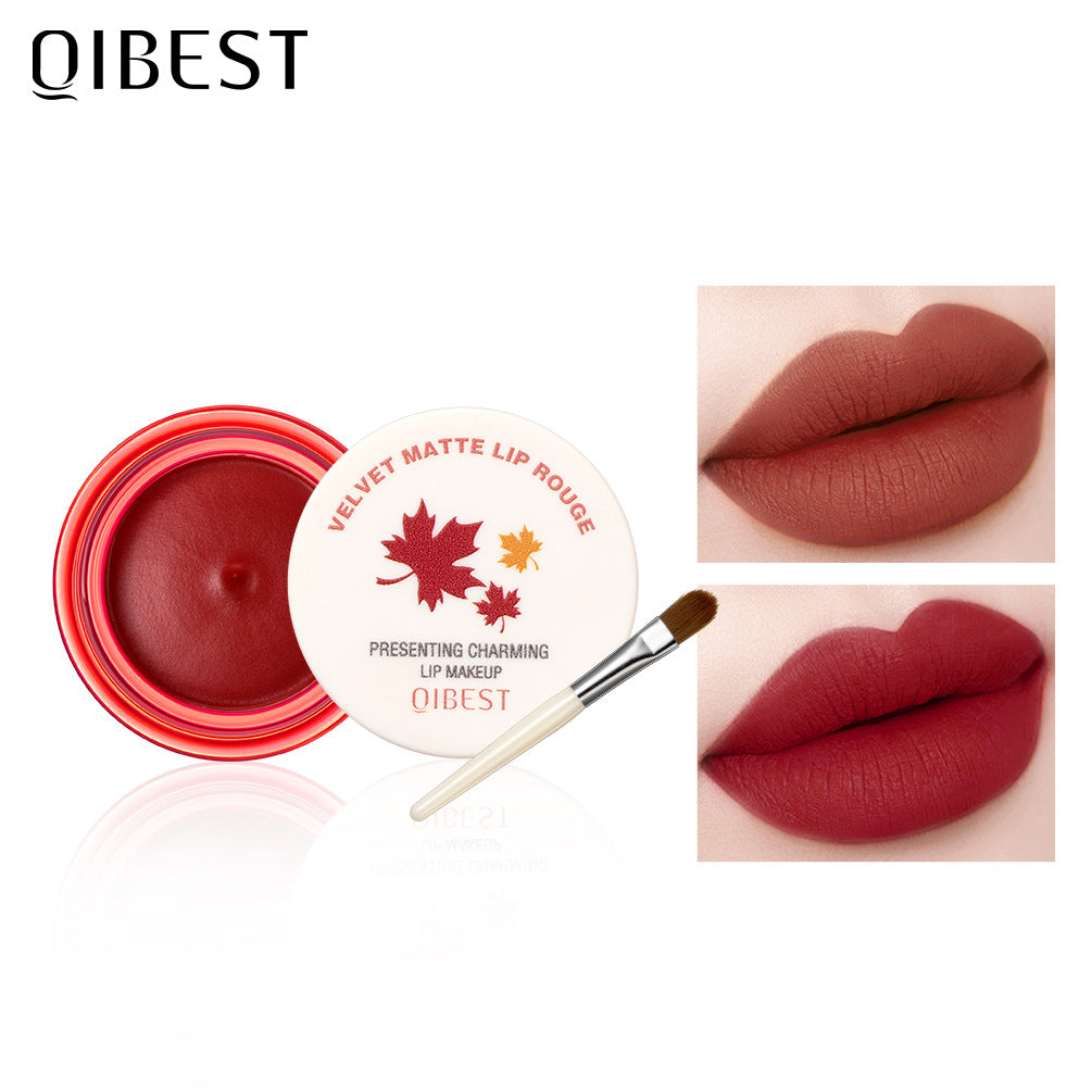 QIBEST Air Matte Lip Mud Matte Soft Waxy Canned Lip Mud Cloud Velvet Lip Glaze Is Not Easy To Fade With Lip Brush - Yo'rTotal Beauty
