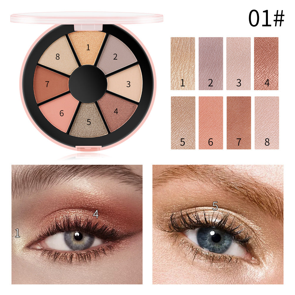 Romantic Beauty 8 Color ROUND PALETTE EYESHADOW - Pearlescent Matte Eyeshadow Palette - Yo'rTotal Beauty