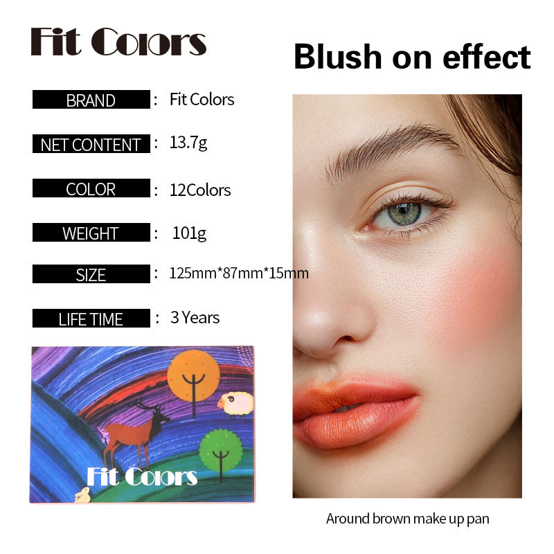 Eyebrow Powder Eye Shadow - Fit Colors 12-Color Face Comprehensive Makeup Powder Palette Matte Pearlescent Earth Color Blush - Yo'rTotal Beauty