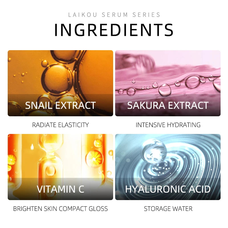 Laikou - Ordinary Skin Care Face Serum - 5 Serus ( Anti-Aging Hyaluronic Acid, Pure 24K Gold, Brightening Vitamin C and 2 Pore Treatment Serum) - Yo'rTotal Beauty