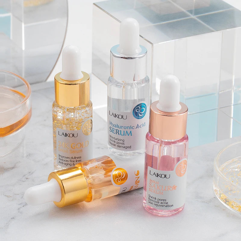 Laikou - Ordinary Skin Care Face Serum - 5 Serus ( Anti-Aging Hyaluronic Acid, Pure 24K Gold, Brightening Vitamin C and 2 Pore Treatment Serum) - Yo'rTotal Beauty