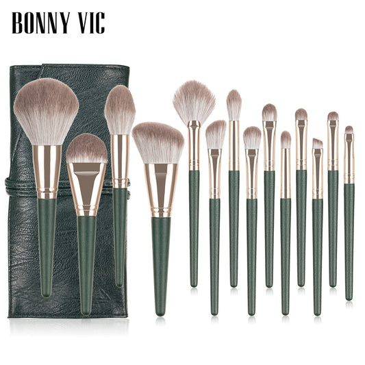 Beauty tool portable 14 makeup brush set soft fiber hair makeup brush loose powder foundation blush eye shadow brush - Yo'rTotal Beauty