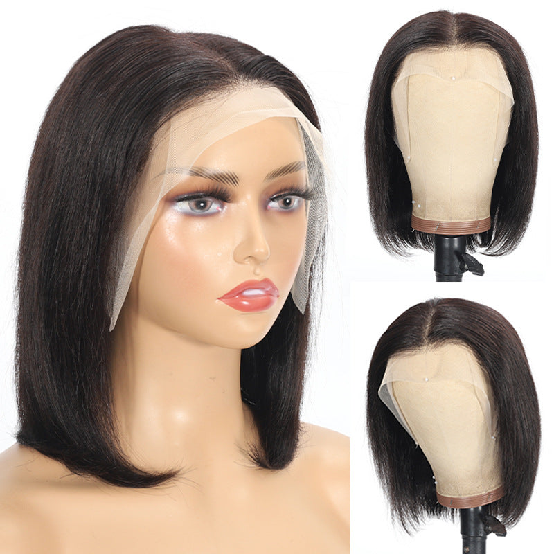 Front Lace Wig - Real Human Hair 13 * 4 Bob Wig, Straight Human Hair (8, 10, 12, 14 inch) - Yo'rTotal Beauty