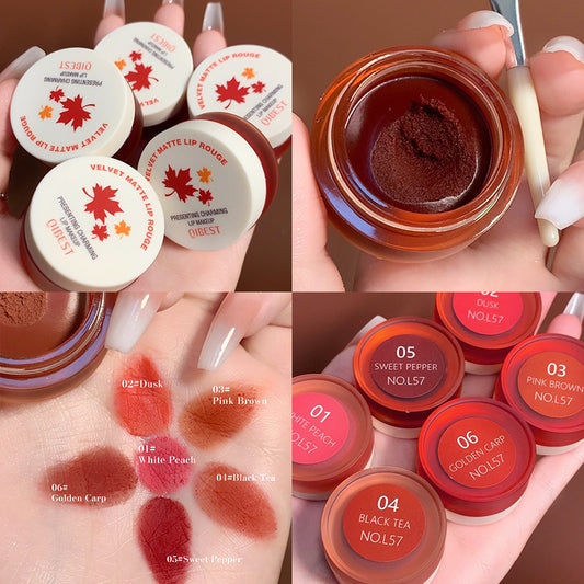 QIBEST Air Matte Lip Mud Matte Soft Waxy Canned Lip Mud Cloud Velvet Lip Glaze Is Not Easy To Fade With Lip Brush - Yo'rTotal Beauty