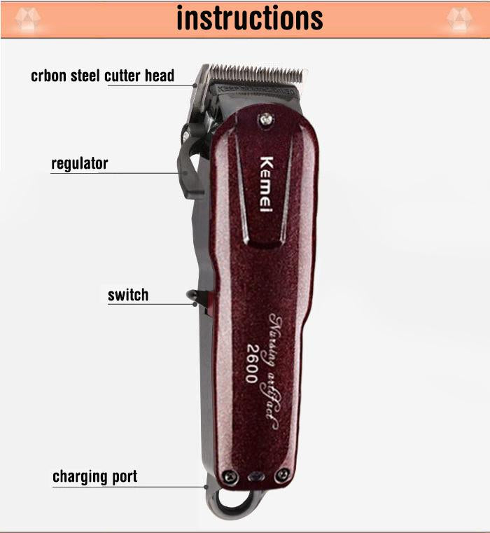 Cordless Adjustable Clipper - Kemei Electric Washable Hair Clipper - Rechargeable Professional Hair Trimmer, Shaver, Razor - Yo'rTotal Beauty