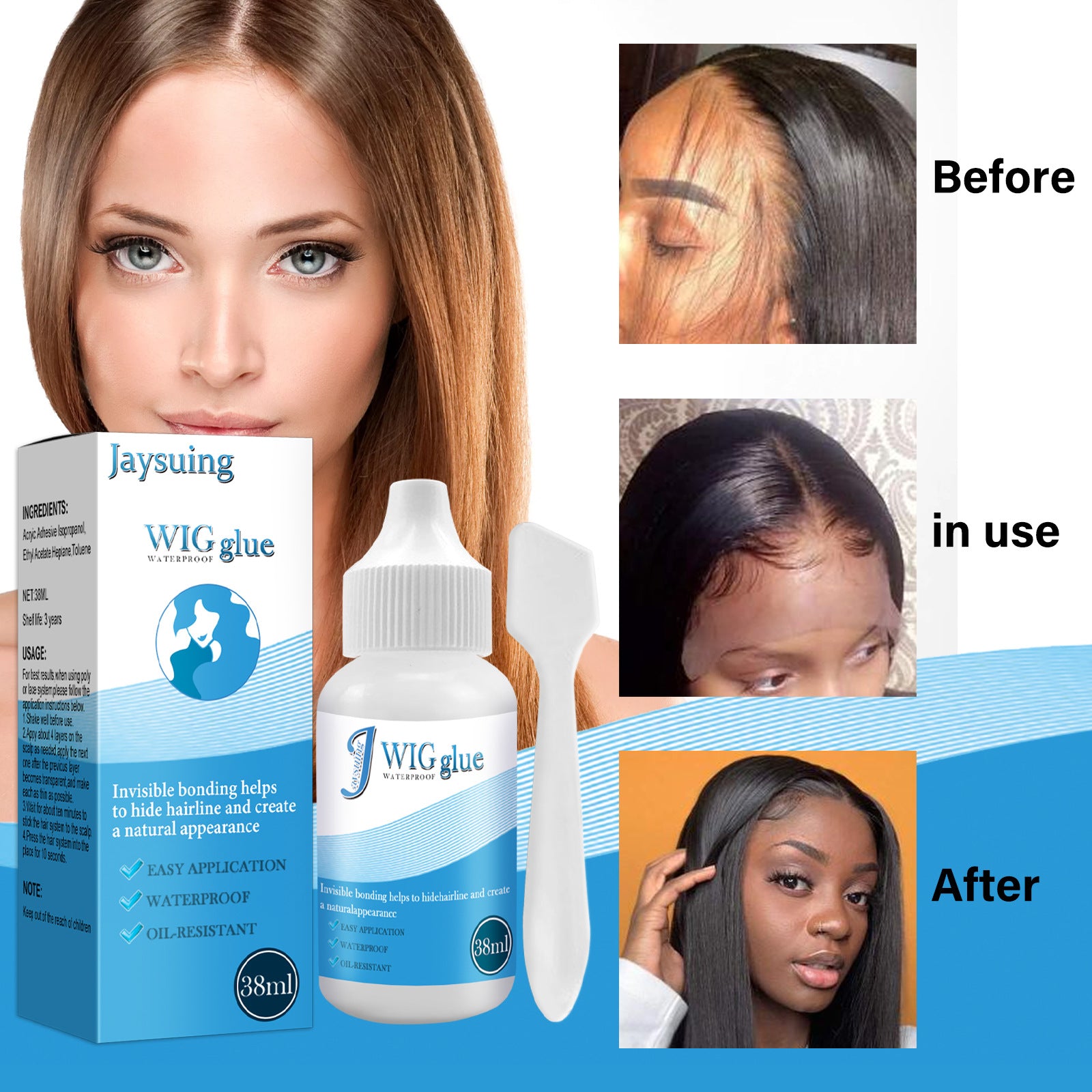 Jaysuing WIG GLUE - No Trace, Invisible Wig Glue - Sticky Strong Hair Glue - Yo'rTotal Beauty