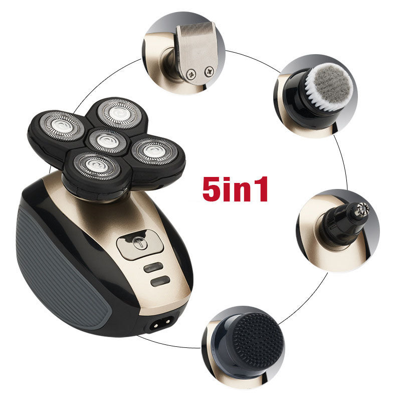 Electric - Multifunctional 5-HEAD SHAVER (Rechargeable Razor) Water Washing BALD HEAD MACHINE - 5-In-1 Razor - Yo'rTotal Beauty