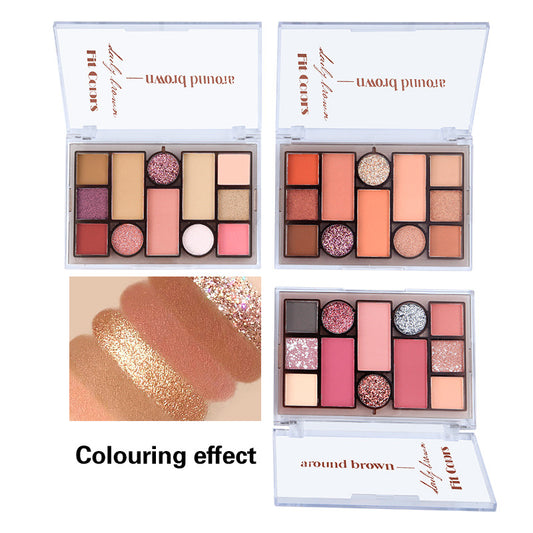 Eyebrow Powder Eye Shadow - Fit Colors 12-Color Face Comprehensive Makeup Powder Palette Matte Pearlescent Earth Color Blush - Yo'rTotal Beauty