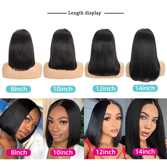 Front Lace Wig - Real Human Hair 13 * 4 Bob Wig, Straight Human Hair (8, 10, 12, 14 inch) - Yo'rTotal Beauty