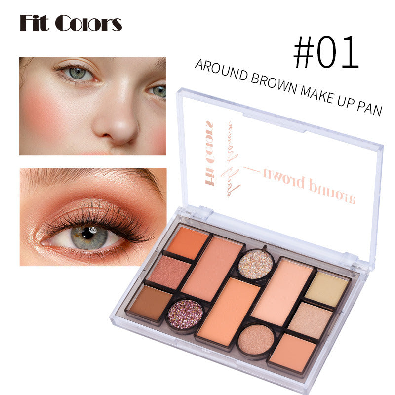 Eyebrow Powder Eye Shadow - Fit Colors 12-Color Face Comprehensive Makeup Powder Palette Matte Pearlescent Earth Color Blush - Yo'rTotal Beauty
