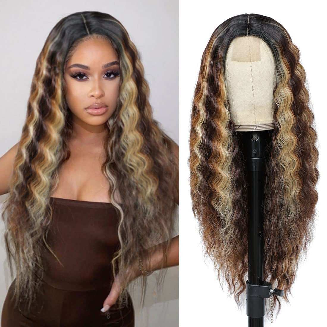 European and American Women's Wig - Small Lace Center Deep Wave Long Curly Wig - Headband Lace Wigs - Yo'rTotal Beauty