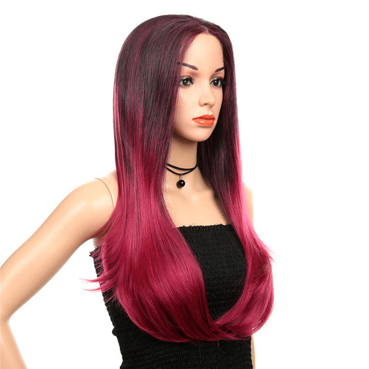 European and American Wigs with Long Curls and Synthetic Fiber Front Lace Wigs, Lace Front Wig, Mixed Color Headsets - Yo'rTotal Beauty