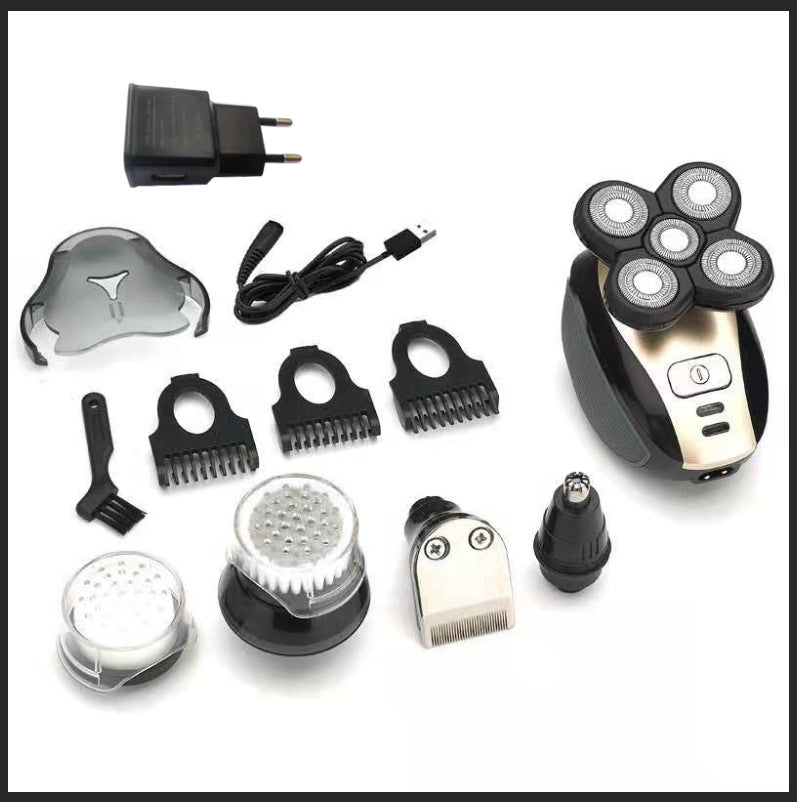 Electric - Multifunctional 5-HEAD SHAVER (Rechargeable Razor) Water Washing BALD HEAD MACHINE - 5-In-1 Razor - Yo'rTotal Beauty