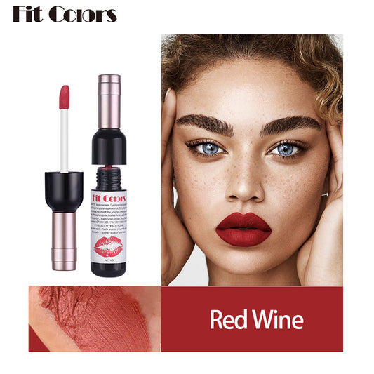 Fit - Lip Gloss, Liquid Lipstick (6 colors) - Colors Red Wine Bottle Non-Stick Cup Matte Lip Gloss, Matte Velvet Is Not Easy To Fade - Yo'rTotal Beauty
