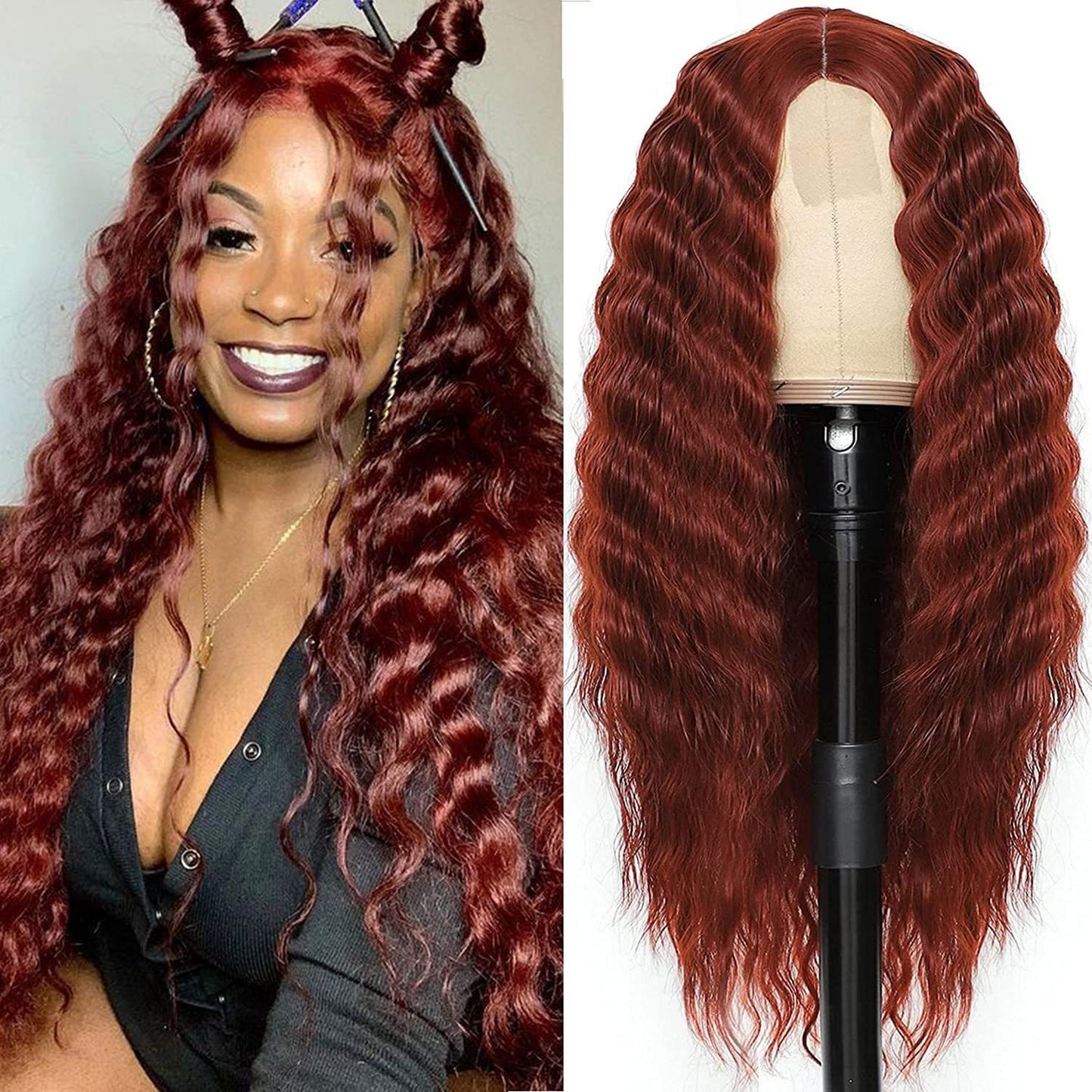 European and American Women's Wig - Small Lace Center Deep Wave Long Curly Wig - Headband Lace Wigs - Yo'rTotal Beauty