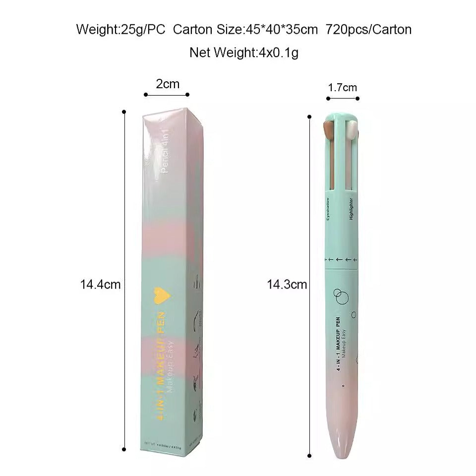4 in 1  MAKEUP PEN (4 Colors & 4+Functions) - lip liner, highlight/eye shadow, eyeliner, eyebrow pencil (4in1) - Yo'rTotal Beauty