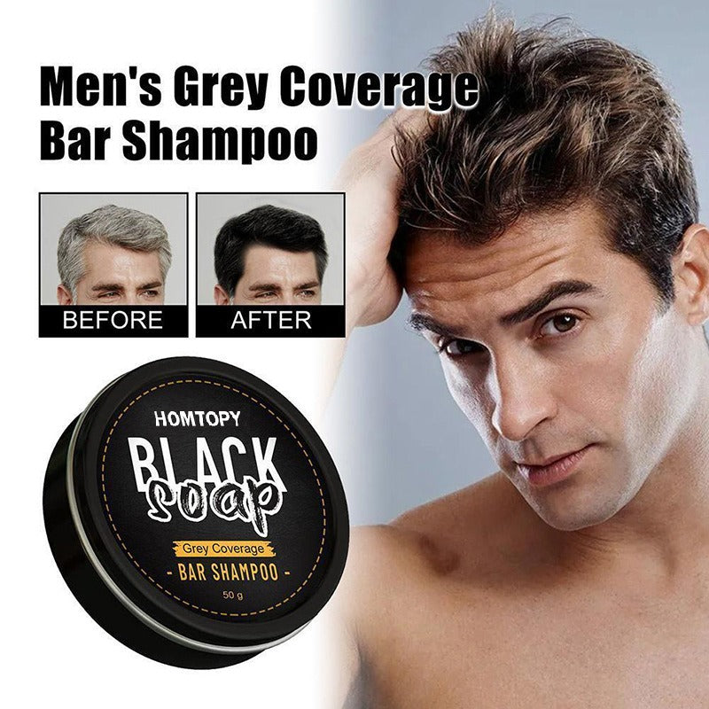Men's grey hair Shampoo Soap - turns gray hair into black smooth hair as it grows with essential oil soap - Yo'rTotal Beauty