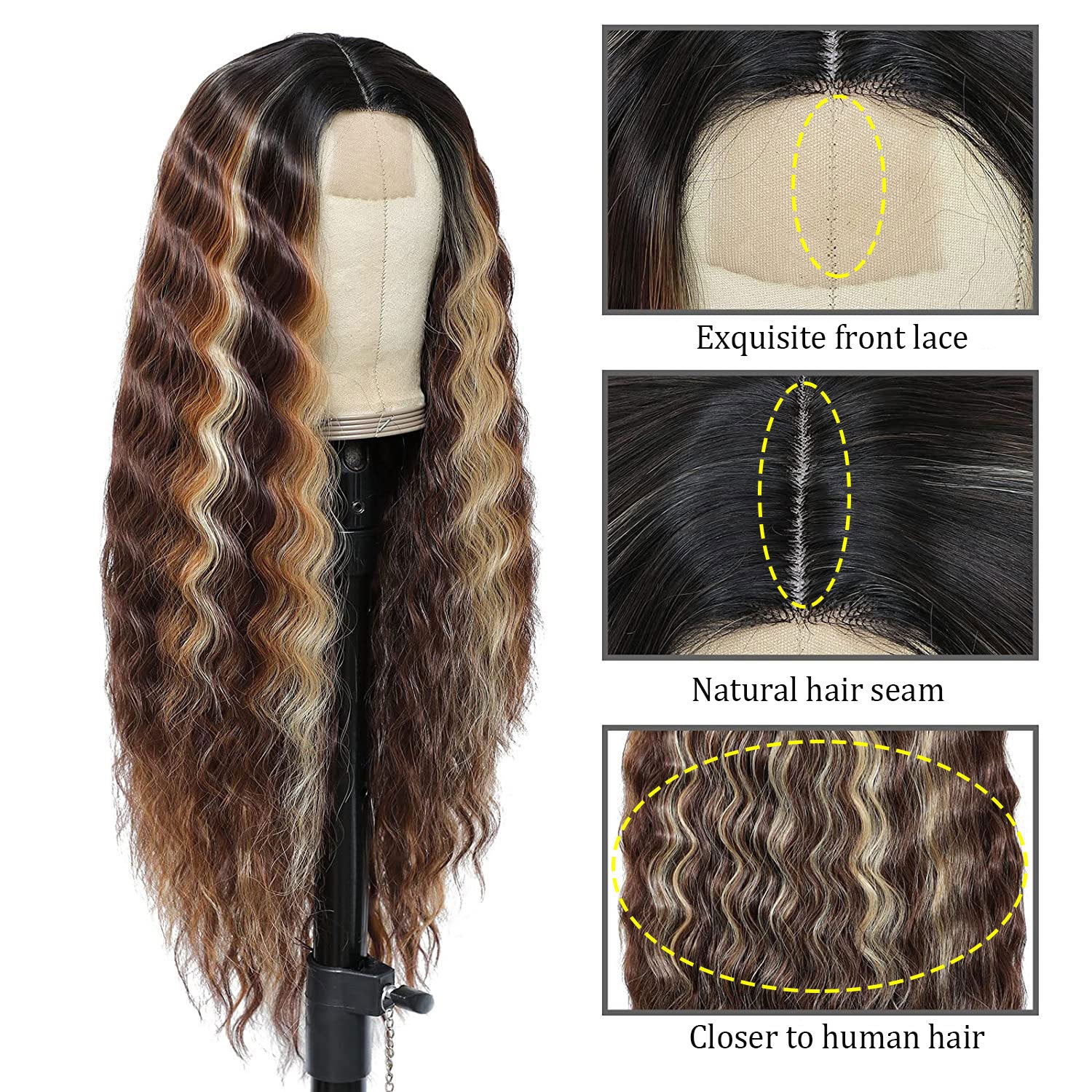European and American Women's Wig - Small Lace Center Deep Wave Long Curly Wig - Headband Lace Wigs - Yo'rTotal Beauty