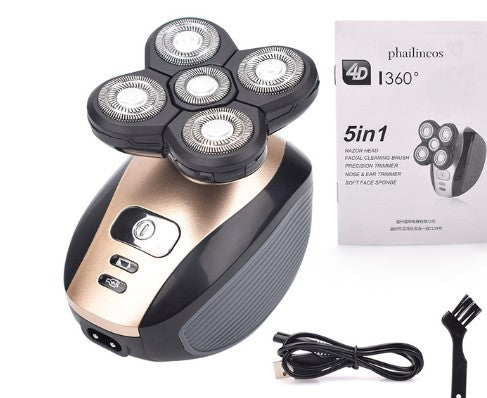 Electric - Multifunctional 5-HEAD SHAVER (Rechargeable Razor) Water Washing BALD HEAD MACHINE - 5-In-1 Razor - Yo'rTotal Beauty