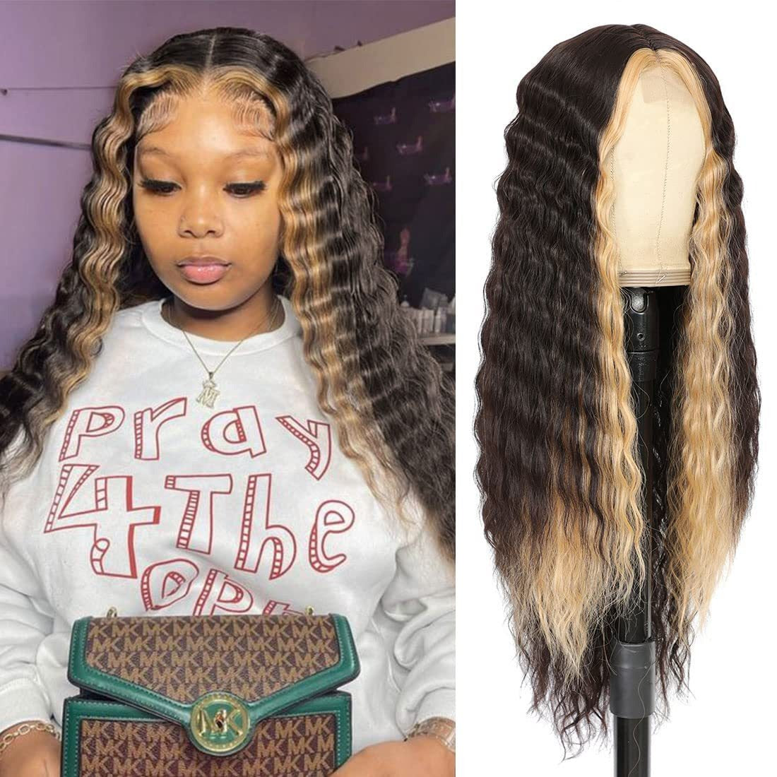 European and American Women's Wig - Small Lace Center Deep Wave Long Curly Wig - Headband Lace Wigs - Yo'rTotal Beauty