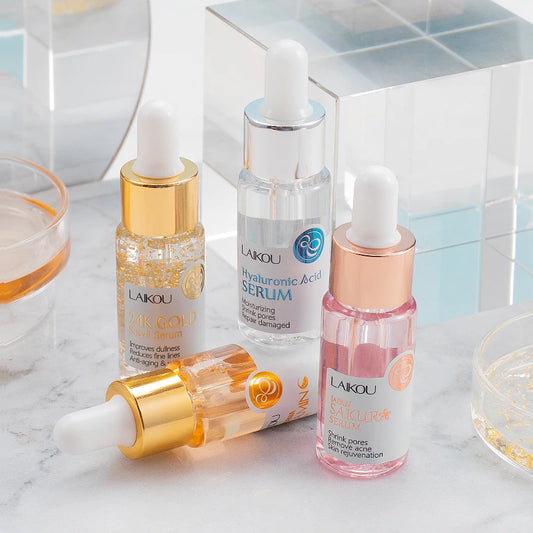 Laikou - Ordinary Skin Care Face Serum - 5 Serus ( Anti-Aging Hyaluronic Acid, Pure 24K Gold, Brightening Vitamin C and 2 Pore Treatment Serum) - Yo'rTotal Beauty