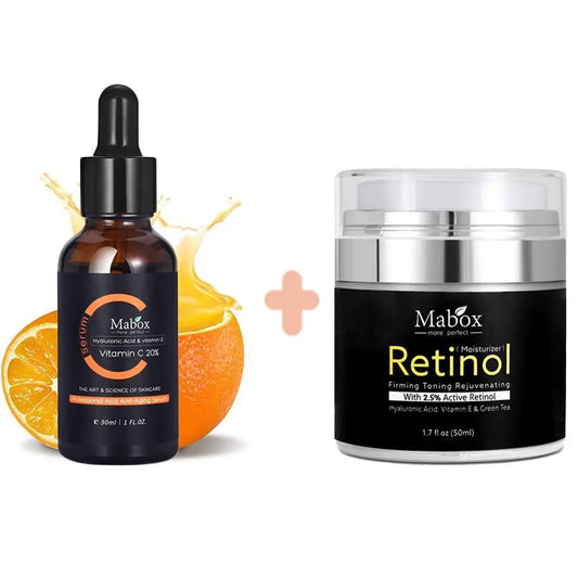 Anti-aging, Moisturizing, MABOX 2.5% Retinol Face Cream + Vitamin C Serum (BUNDLE) - Yo'rTotal Beauty